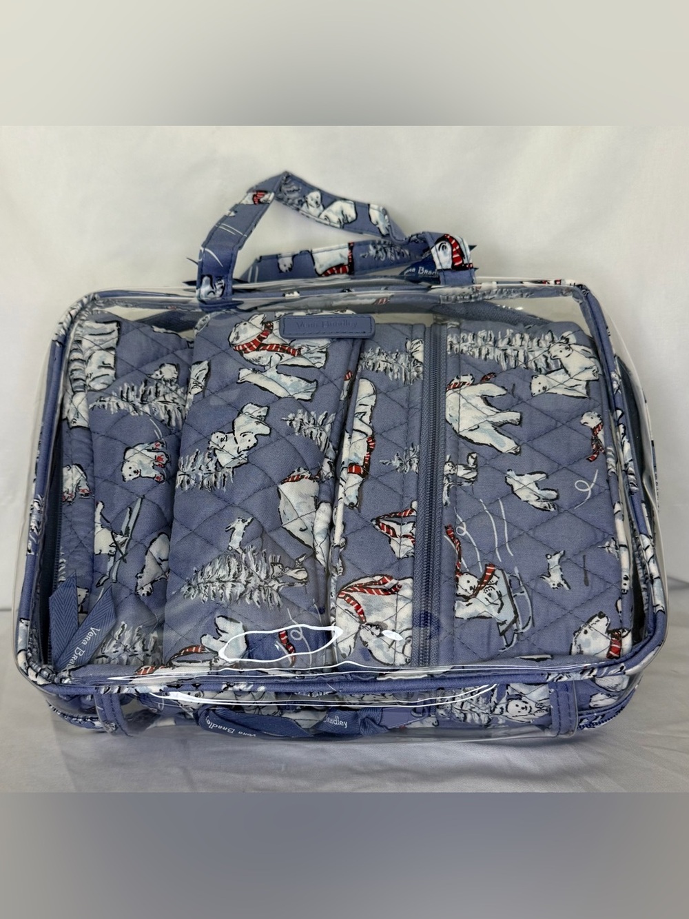 Vera Bradley Quilted Polar Bear Cosmetic Case in Light Blue